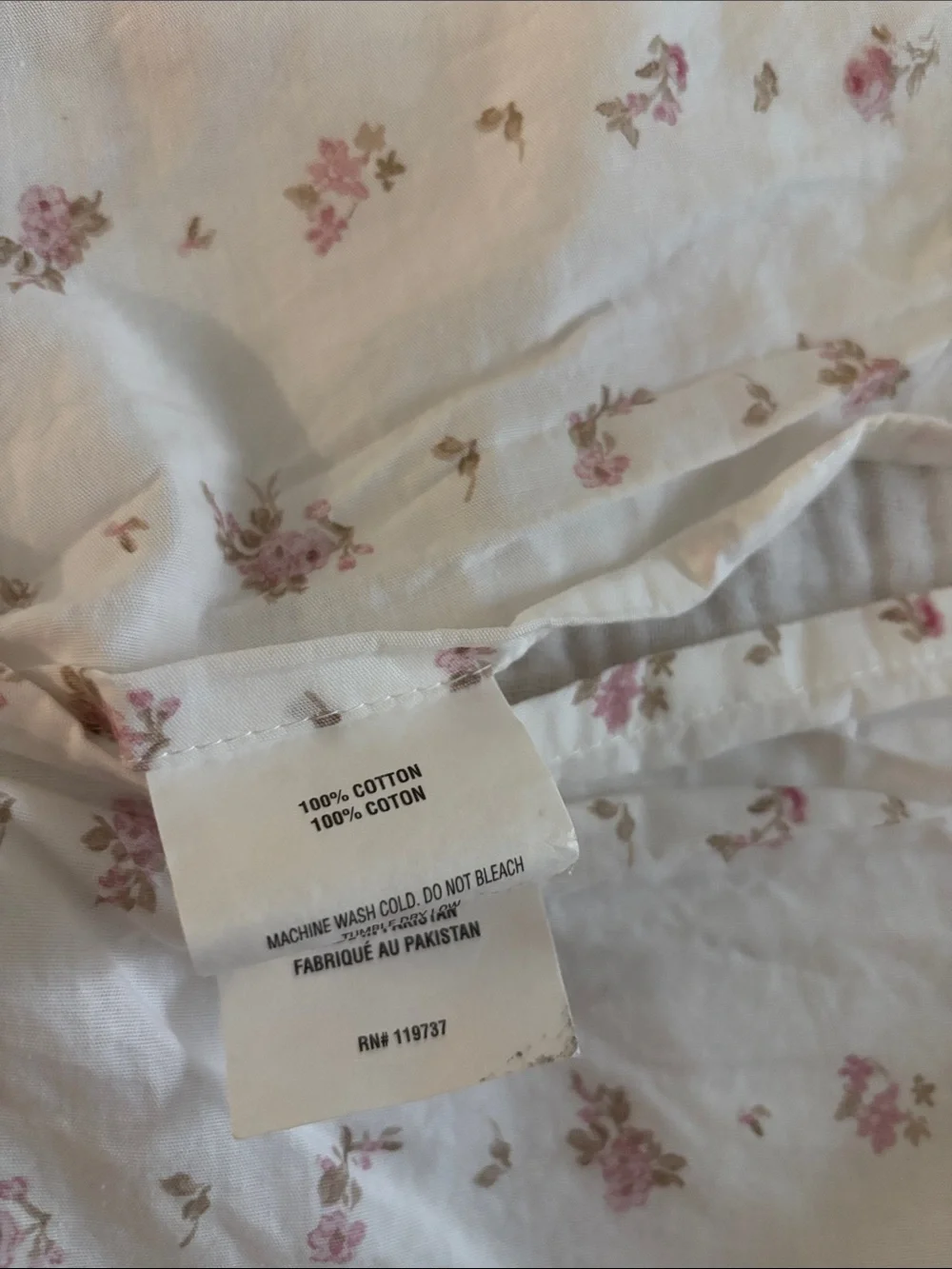 Floral Pink Rose Cotton duvet cover  - Soft White Background